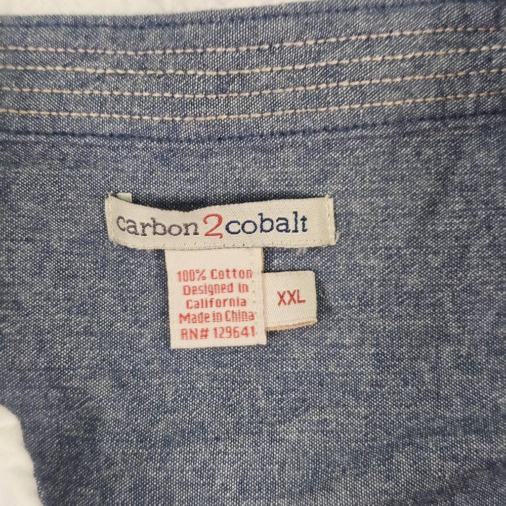 Carbon2cobalt Shirt Mens 2XL White Cotton Button Up Long Sleeve Chambray Casual - Picture 7 of 13